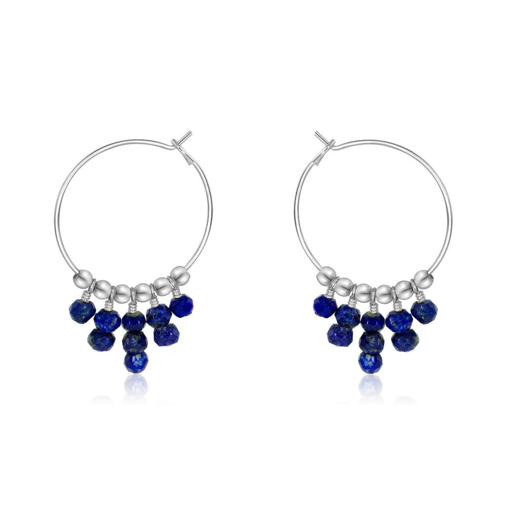 Lapis Lazuli Statement Hoop Earrings - Lapis Lazuli Statement Hoop Earrings - Sterling Silver - Luna Tide Handmade Crystal Jewellery