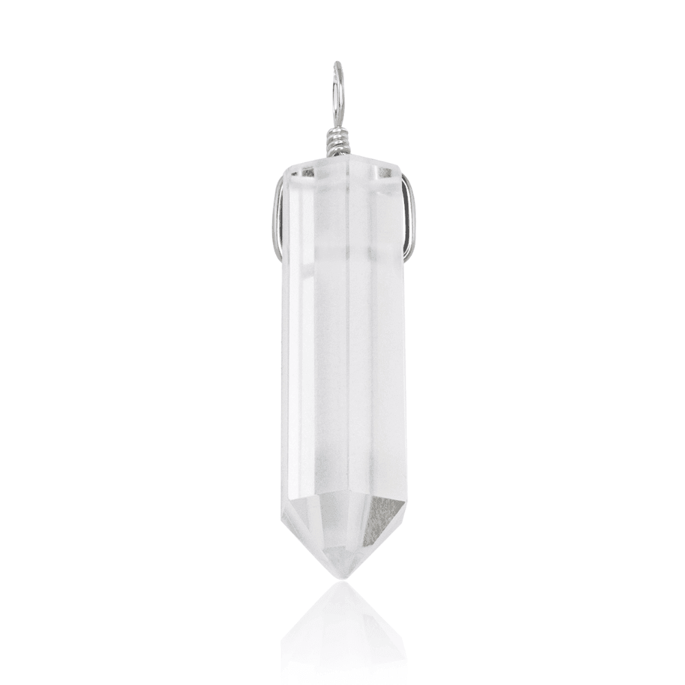 Large Crystal Quartz Crystal Tower Point Generator Pendant - Large Crystal Quartz Crystal Tower Point Generator Pendant - Sterling Silver - Luna Tide Handmade Crystal Jewellery