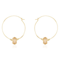 Large Double Terminated Crystal Hoop Earrings - Citrine - 14K Gold Fill - Luna Tide Handmade Jewellery