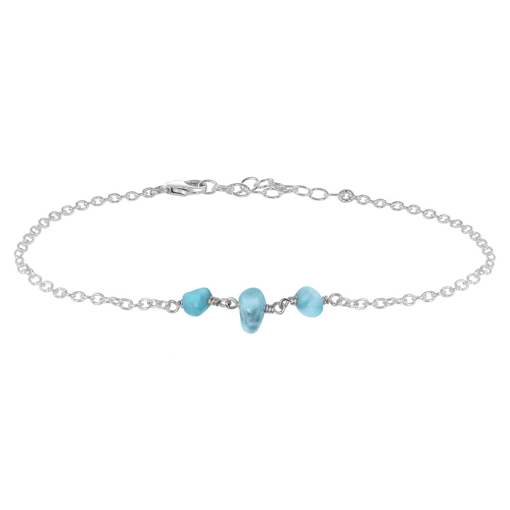 Larimar Beaded Chain Anklet - Larimar Beaded Chain Anklet - Sterling Silver - Luna Tide Handmade Crystal Jewellery