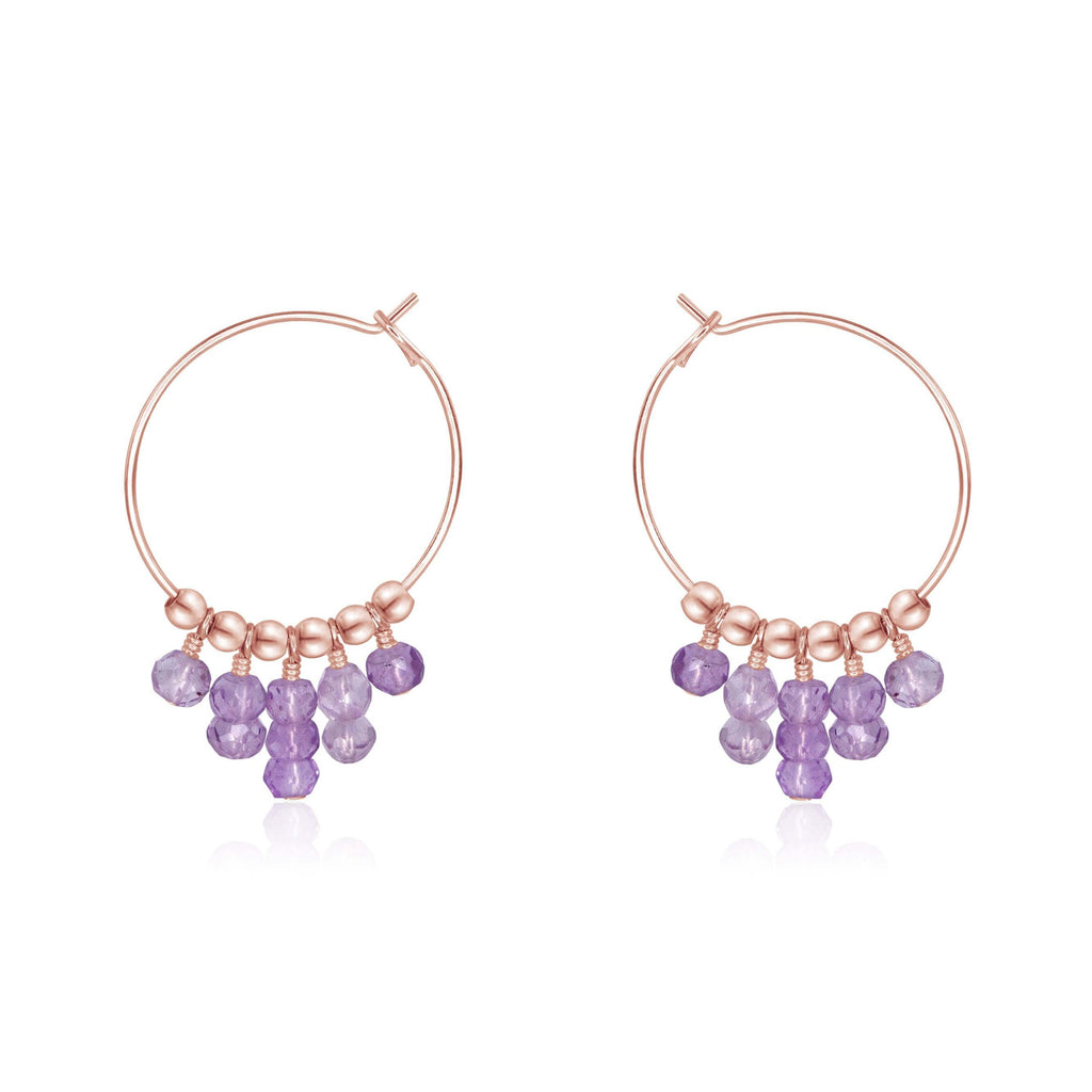Lavender Amethyst Statement Hoop Earrings - Lavender Amethyst Statement Hoop Earrings - 14k Rose Gold Fill - Luna Tide Handmade Crystal Jewellery