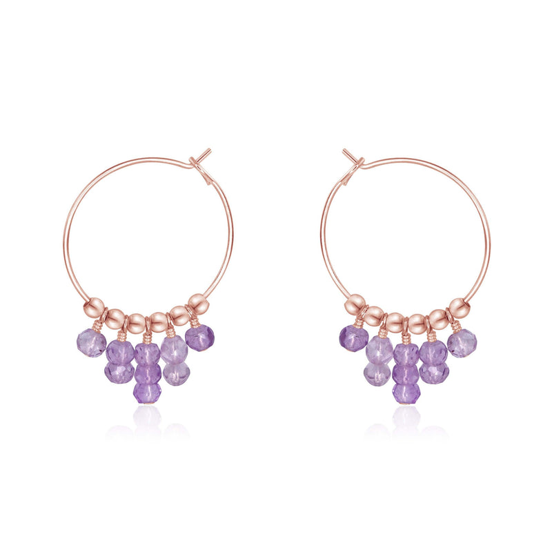 Hoop Earrings - Lavender Amethyst - 14K Rose Gold Fill - Luna Tide Handmade Jewellery