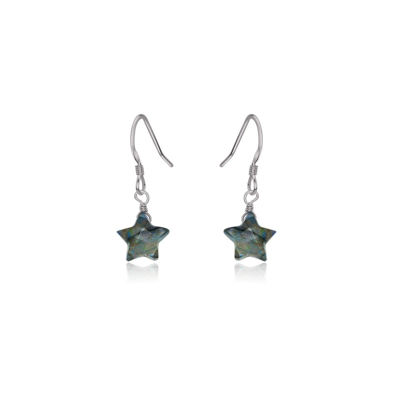 Little Labradorite Star Dangle Drop Earrings - Little Labradorite Star Dangle Drop Earrings - Stainless Steel - Luna Tide Handmade Crystal Jewellery