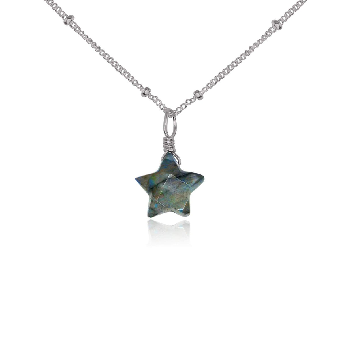 Little Labradorite Star Pendant Necklace - Little Labradorite Star Pendant Necklace - Stainless Steel / Satellite - Luna Tide Handmade Crystal Jewellery