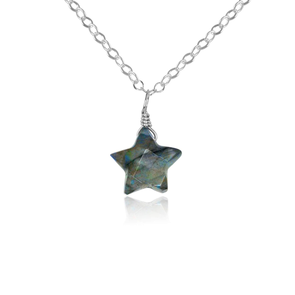 Little Labradorite Star Pendant Necklace - Little Labradorite Star Pendant Necklace - Sterling Silver / Cable - Luna Tide Handmade Crystal Jewellery