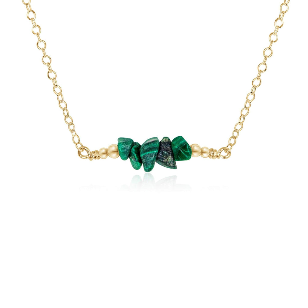 Malachite Chip Bead Bar Necklace - Malachite Chip Bead Bar Necklace - 14k Gold Fill - Luna Tide Handmade Crystal Jewellery