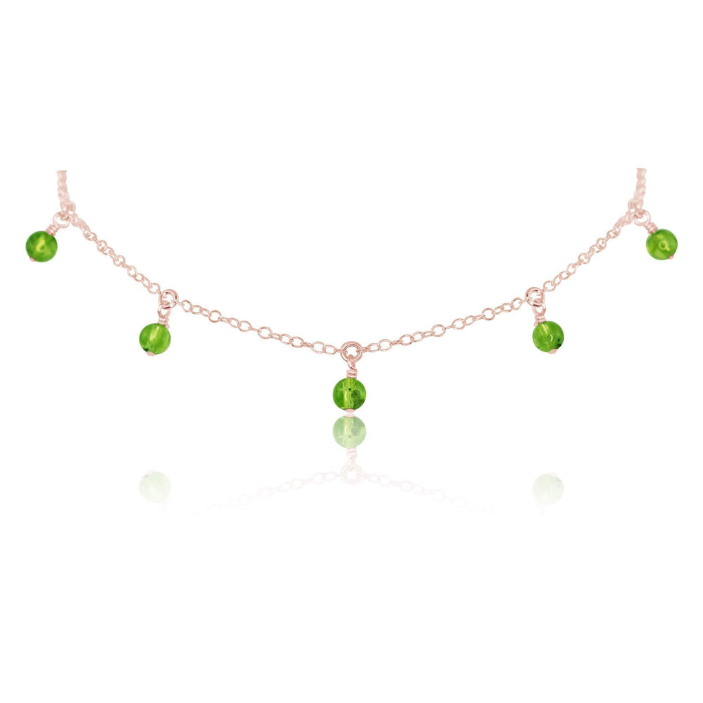 Peridot Bead Drop Choker - Peridot Bead Drop Choker - 14k Rose Gold Fill - Luna Tide Handmade Crystal Jewellery