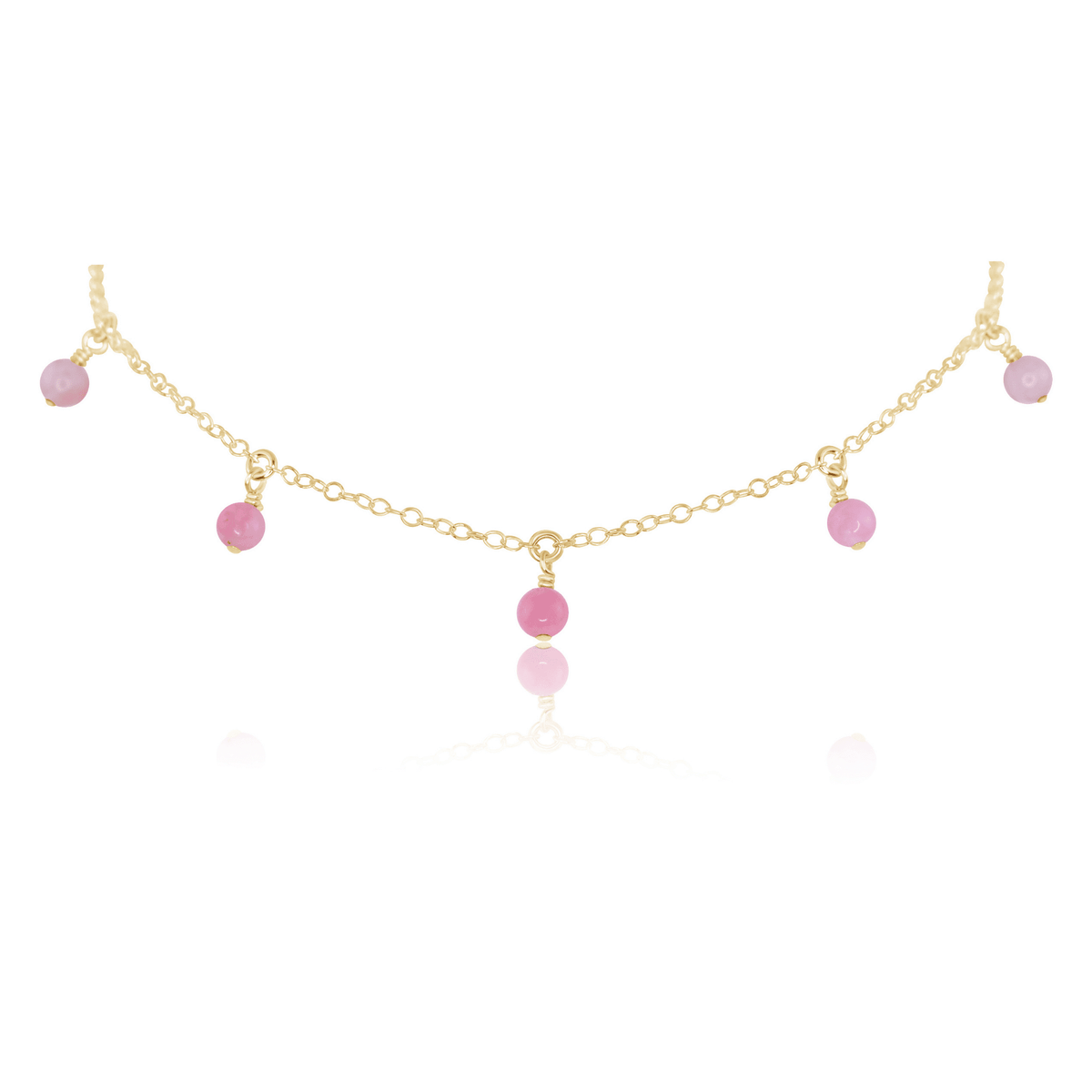 Bead Drop Choker - Pink Peruvian Opal - 14K Gold Fill - Luna Tide Handmade Jewellery