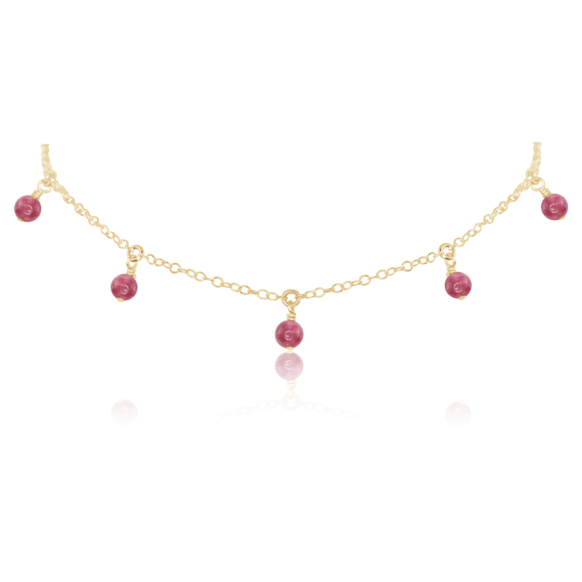 Bead Drop Choker - Pink Tourmaline - 14K Gold Fill - Luna Tide Handmade Jewellery