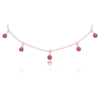 Bead Drop Choker - Pink Tourmaline - 14K Rose Gold Fill - Luna Tide Handmade Jewellery