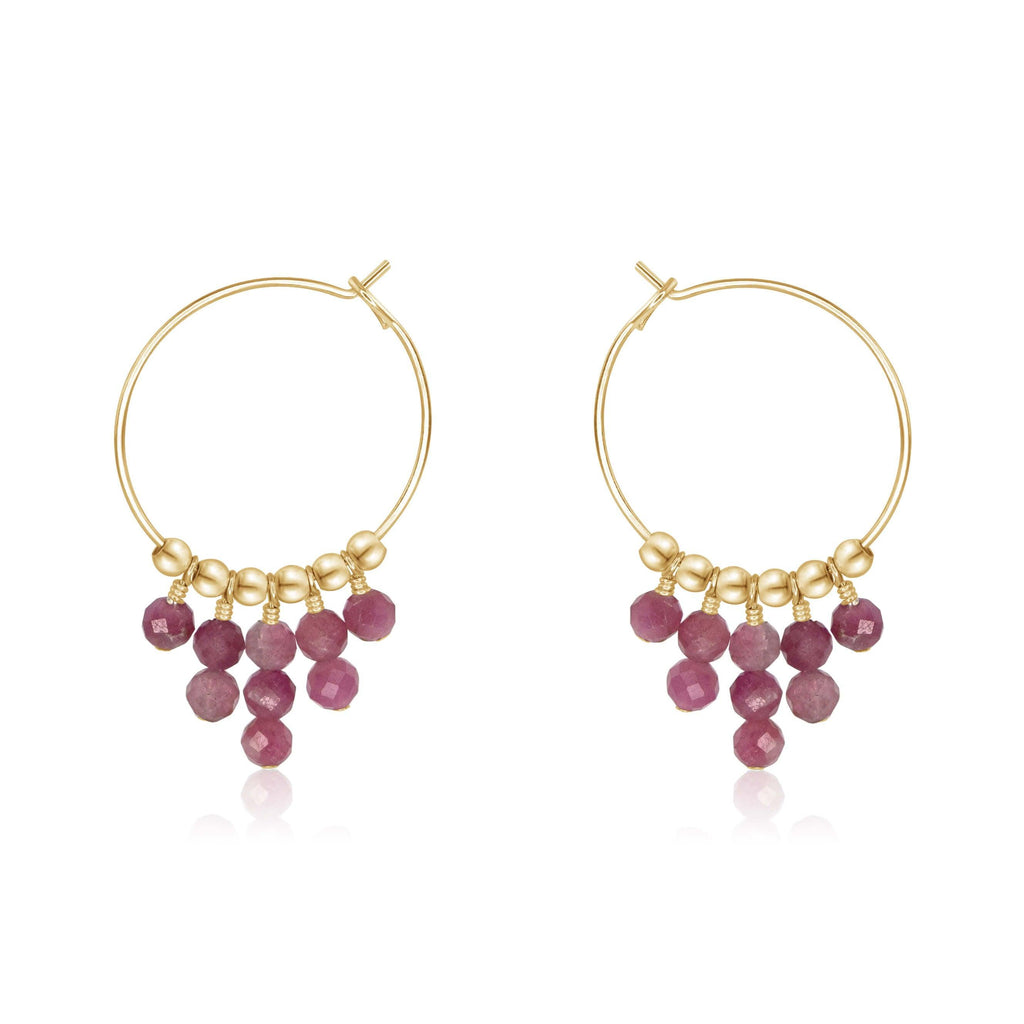 Pink Tourmaline Statement Hoop Earrings - Pink Tourmaline Statement Hoop Earrings - 14k Gold Fill - Luna Tide Handmade Crystal Jewellery