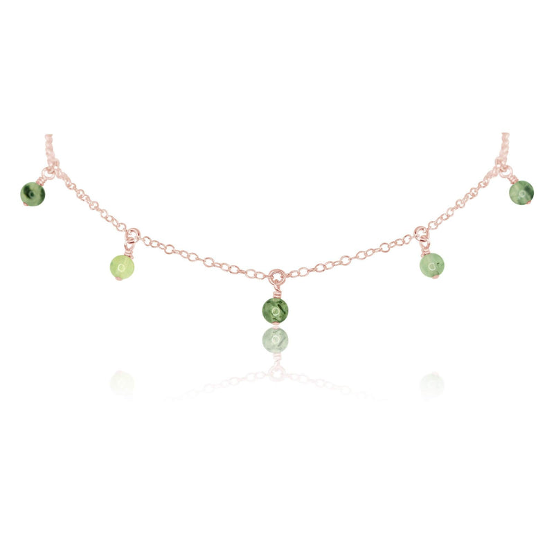 Bead Drop Choker - Prehnite - 14K Rose Gold Fill - Luna Tide Handmade Jewellery