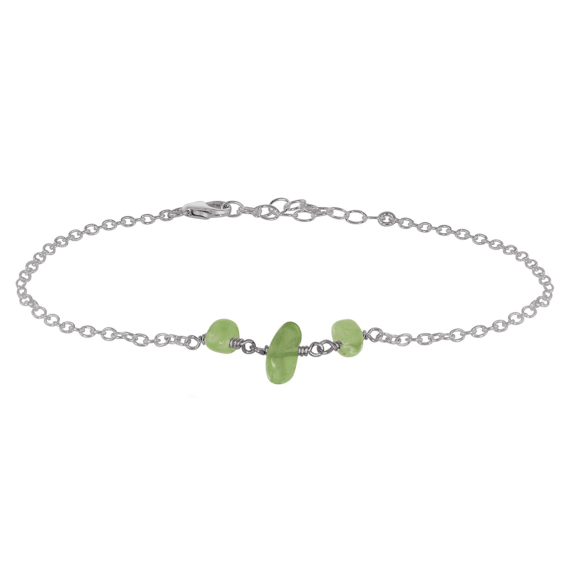 Prehnite Beaded Chain Anklet - Prehnite Beaded Chain Anklet - Stainless Steel - Luna Tide Handmade Crystal Jewellery