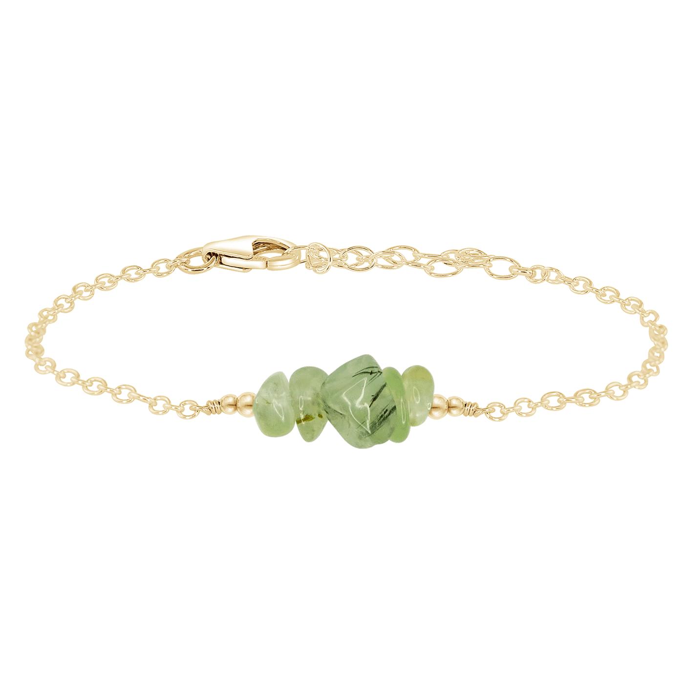 Prehnite Chip Bead Bar Bracelet - Prehnite Chip Bead Bar Bracelet - 14k Gold Fill - Luna Tide Handmade Crystal Jewellery