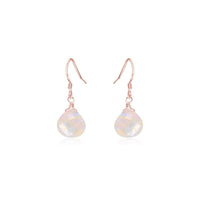 Teardrop Earrings - Rainbow Moonstone - 14K Rose Gold Fill - Luna Tide Handmade Jewellery