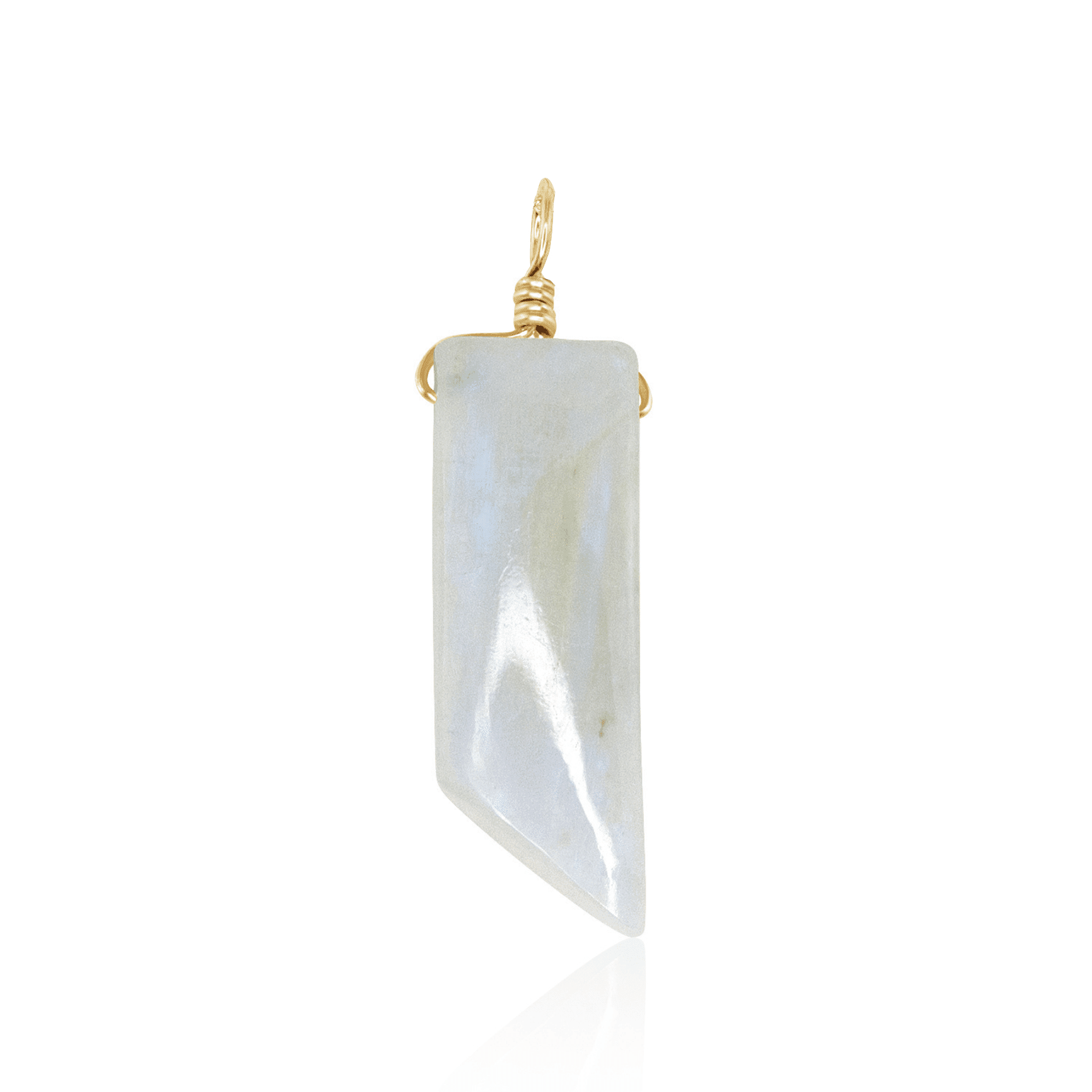 Rainbow Moonstone Smooth Point Pendant - Rainbow Moonstone Smooth Point Pendant - 14k Gold Fill - Luna Tide Handmade Crystal Jewellery