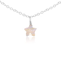 Rainbow Moonstone Tiny Star Pendant Choker Necklace - Rainbow Moonstone Tiny Star Pendant Choker Necklace - Sterling Silver - Luna Tide Handmade Crystal Jewellery