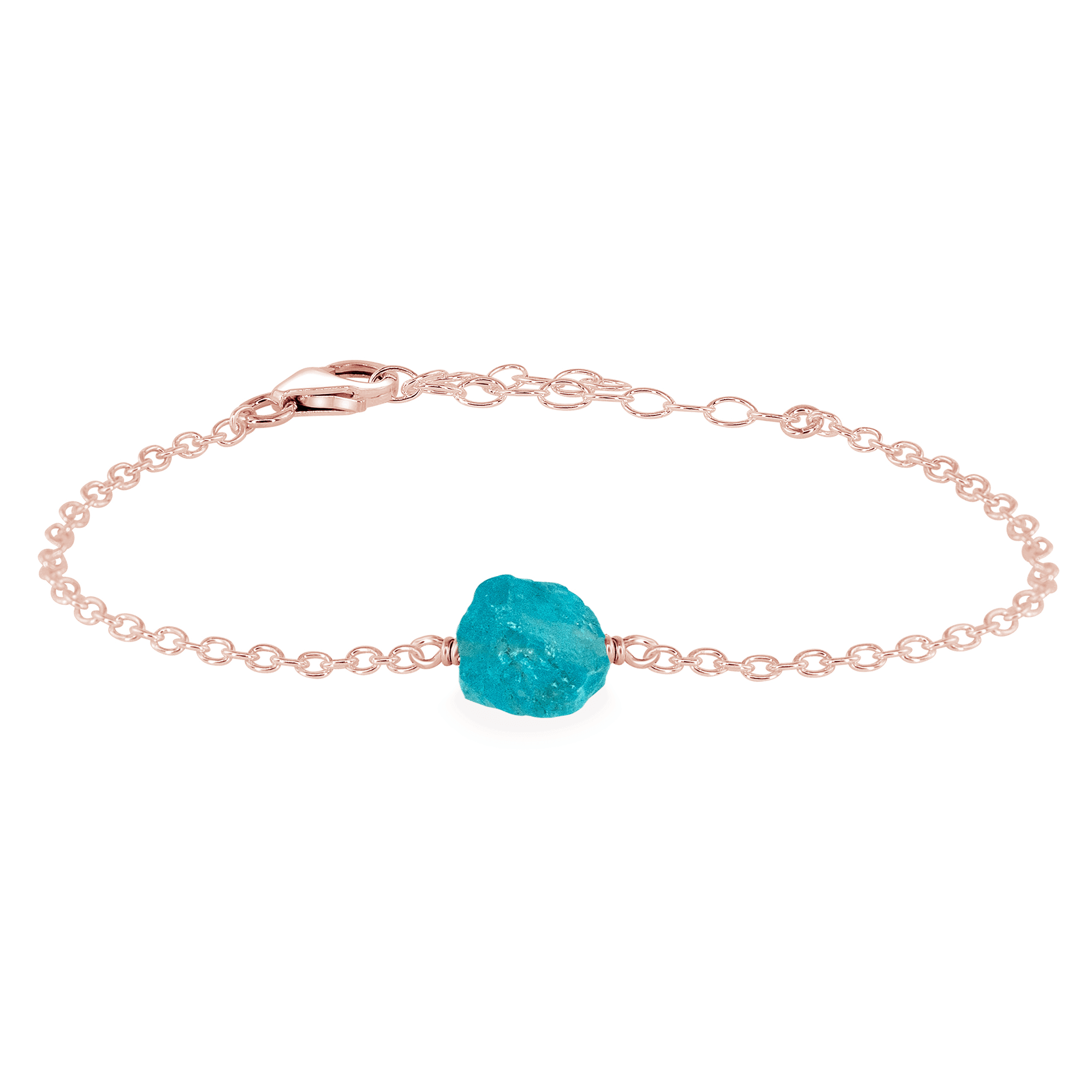 Raw Apatite Crystal Nugget Bracelet - Raw Apatite Crystal Nugget Bracelet - 14k Rose Gold Fill - Luna Tide Handmade Crystal Jewellery