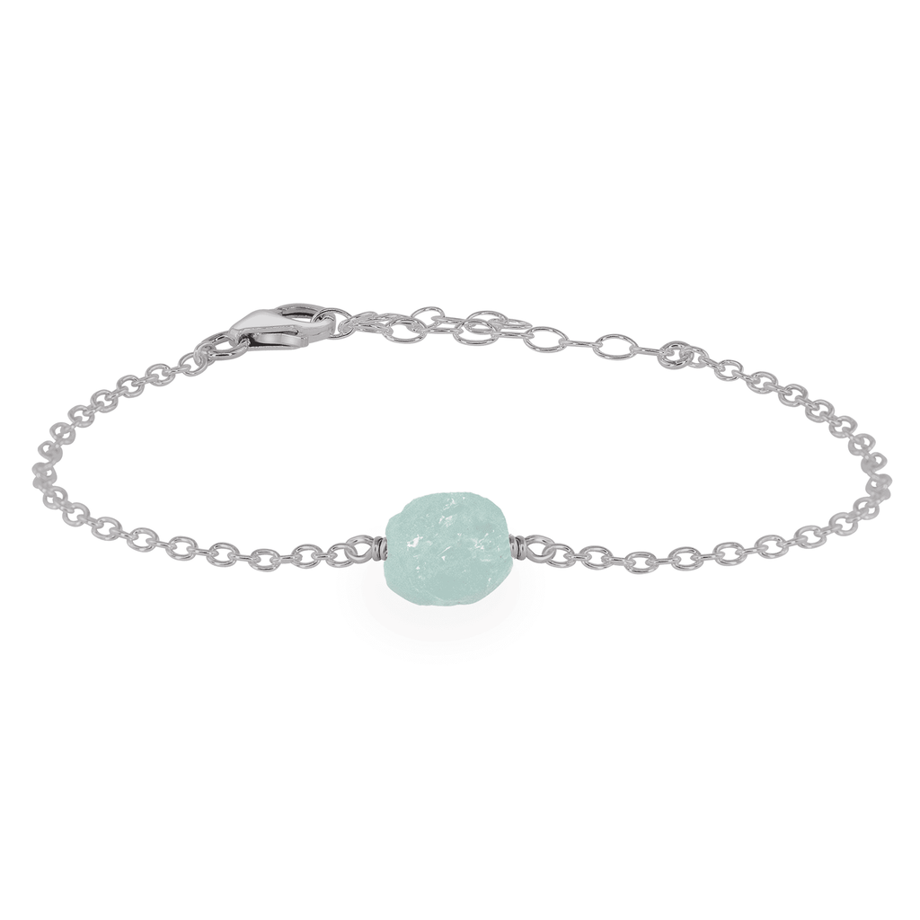 Raw Aquamarine Crystal Nugget Bracelet - Raw Aquamarine Crystal Nugget Bracelet - Stainless Steel - Luna Tide Handmade Crystal Jewellery