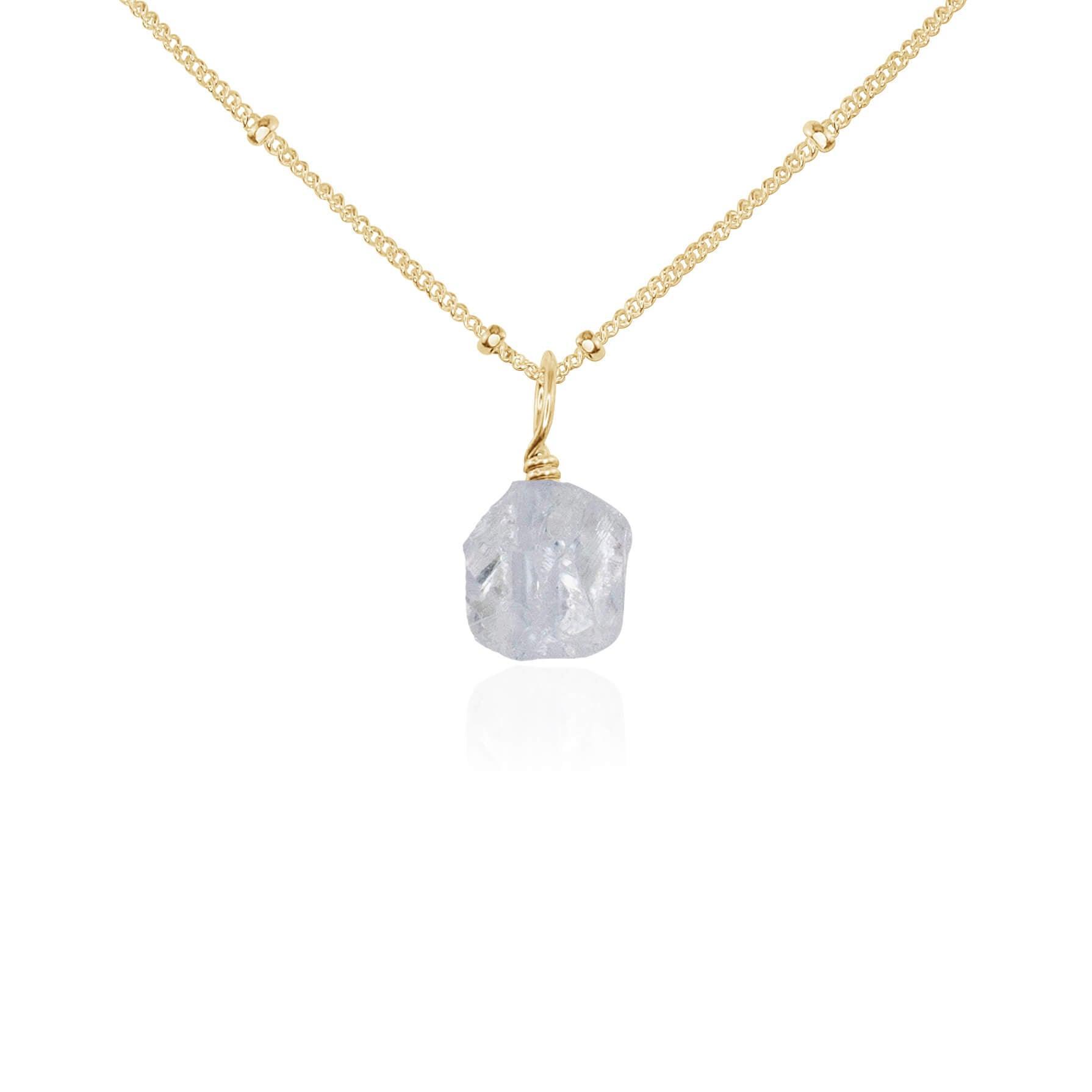 Raw Crystal Quartz Natural Crystal Pendant Necklace - Raw Crystal Quartz Natural Crystal Pendant Necklace - 14k Gold Fill / Satellite - Luna Tide Handmade Crystal Jewellery