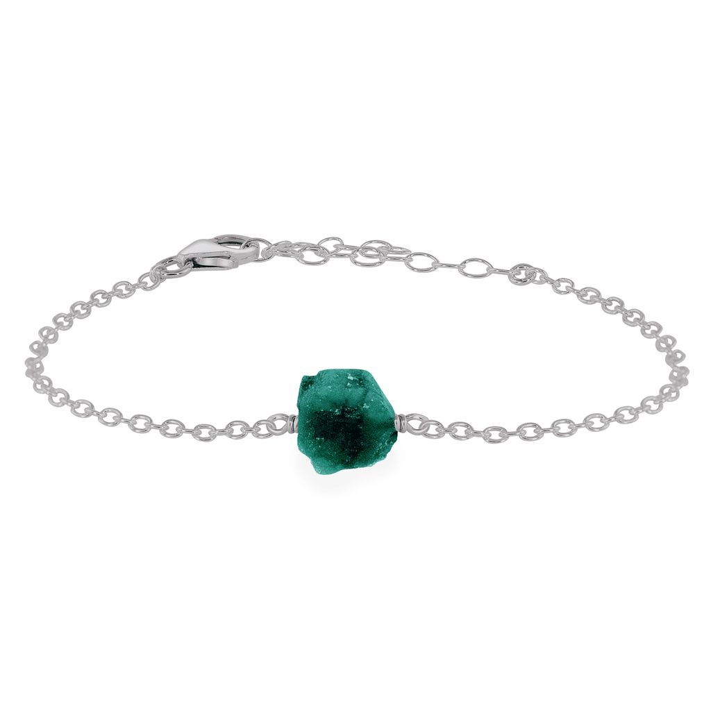 Raw Emerald Crystal Nugget Bracelet - Raw Emerald Crystal Nugget Bracelet - Stainless Steel - Luna Tide Handmade Crystal Jewellery