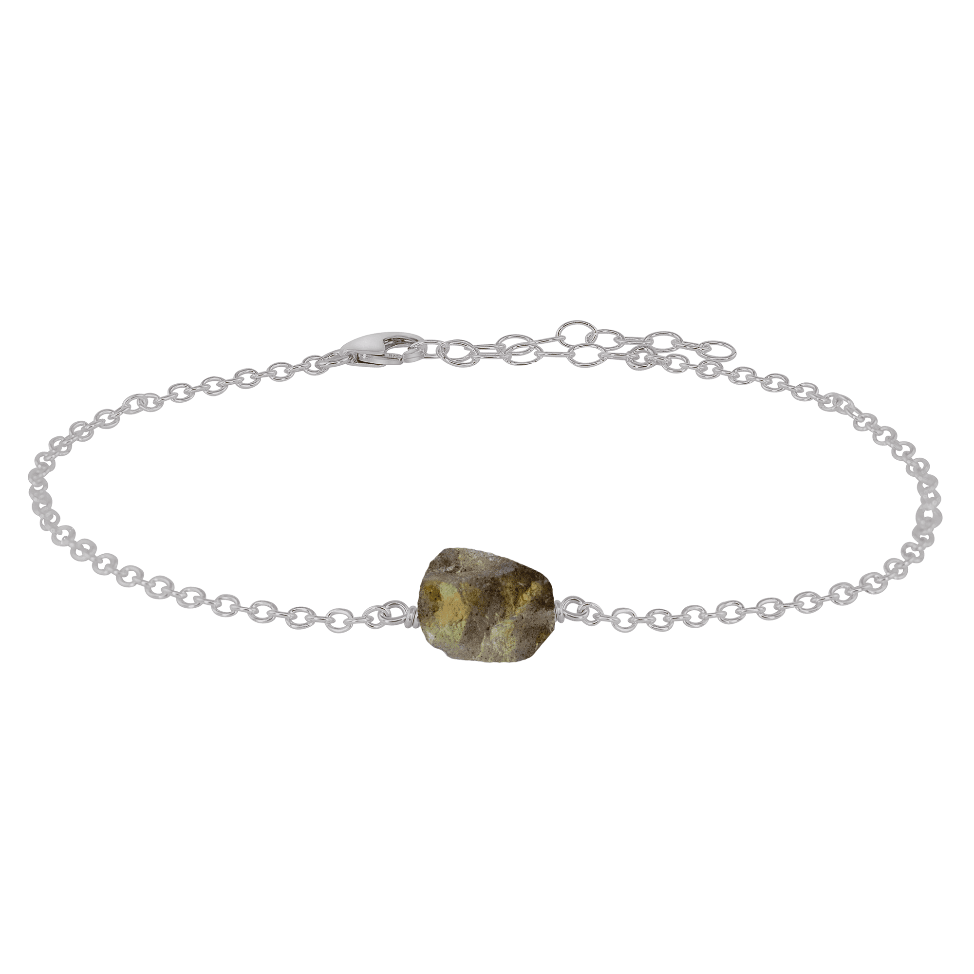 Raw Labradorite Crystal Nugget Anklet - Raw Labradorite Crystal Nugget Anklet - Stainless Steel - Luna Tide Handmade Crystal Jewellery