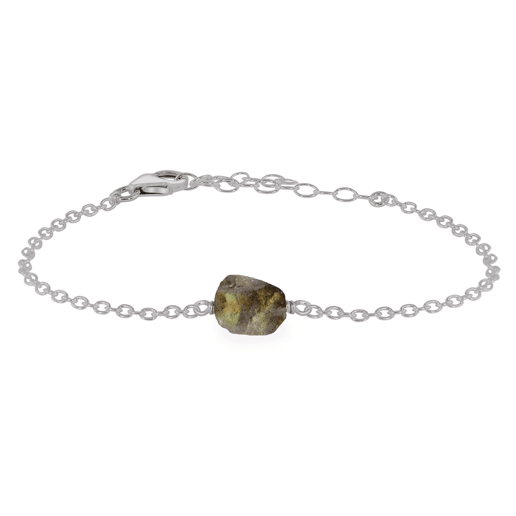 Raw Labradorite Crystal Nugget Bracelet - Raw Labradorite Crystal Nugget Bracelet - Stainless Steel - Luna Tide Handmade Crystal Jewellery