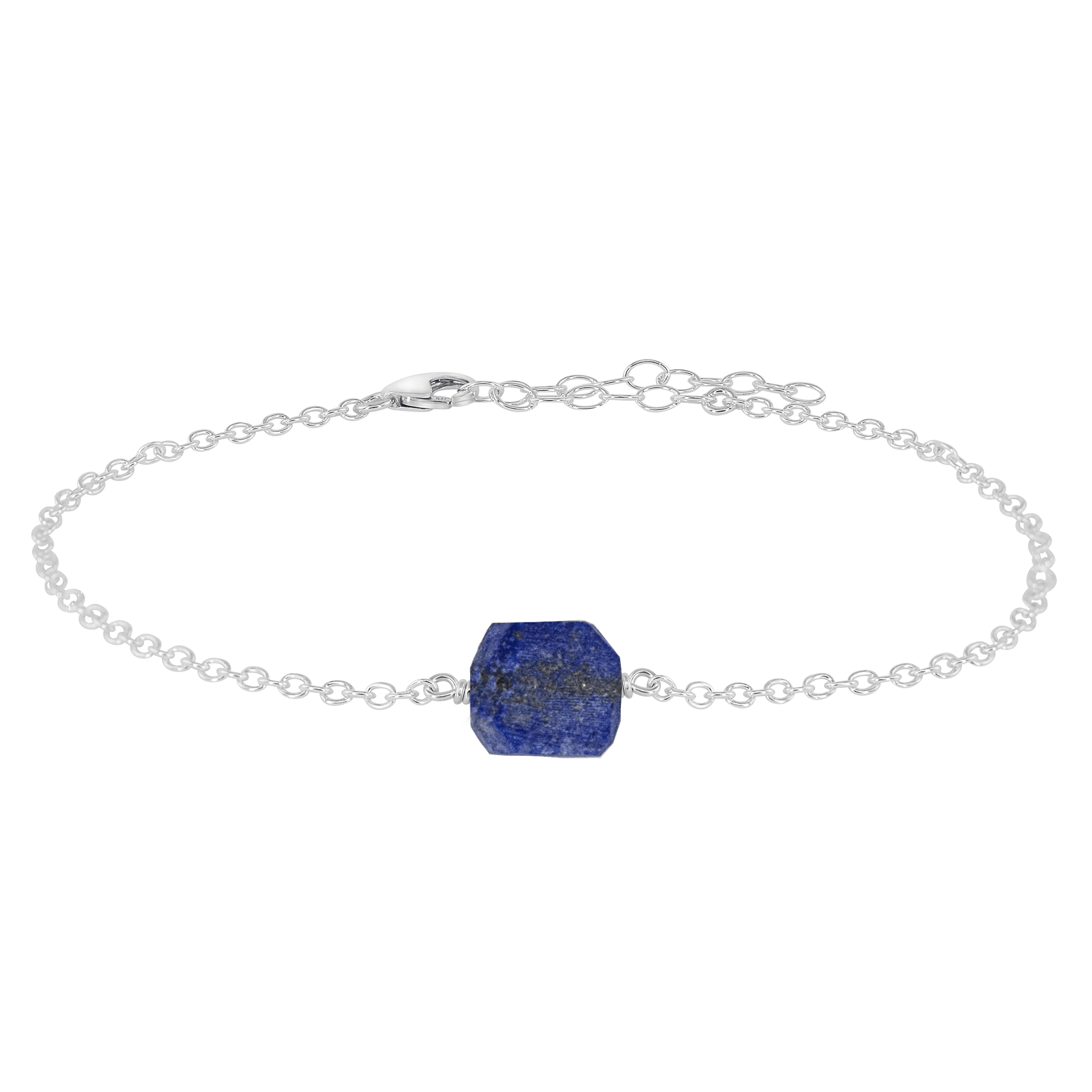 Raw Lapis Lazuli Crystal Nugget Anklet - Raw Lapis Lazuli Crystal Nugget Anklet - Sterling Silver - Luna Tide Handmade Crystal Jewellery