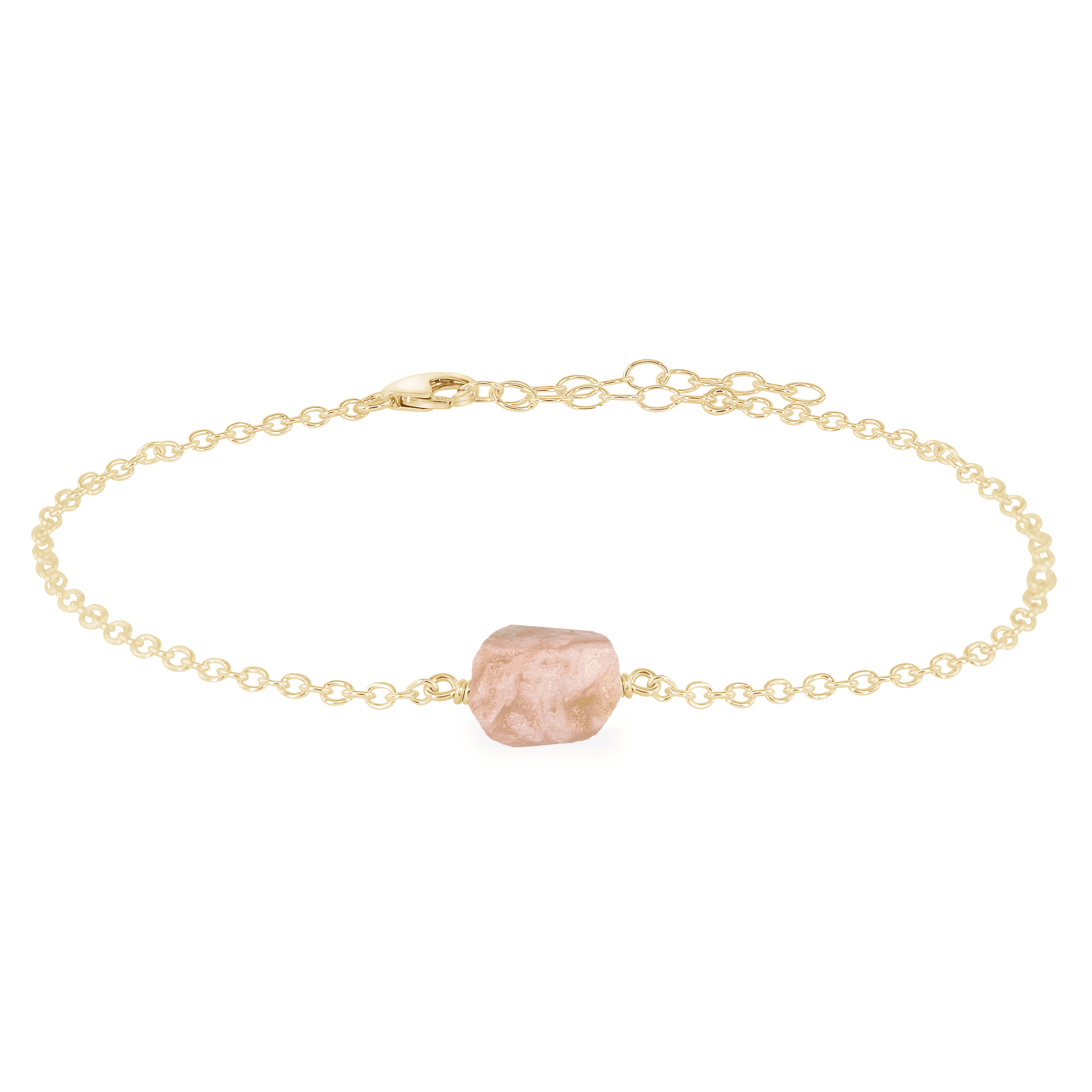 Raw Pink Peruvian Opal Crystal Nugget Anklet - Raw Pink Peruvian Opal Crystal Nugget Anklet - 14k Gold Fill - Luna Tide Handmade Crystal Jewellery
