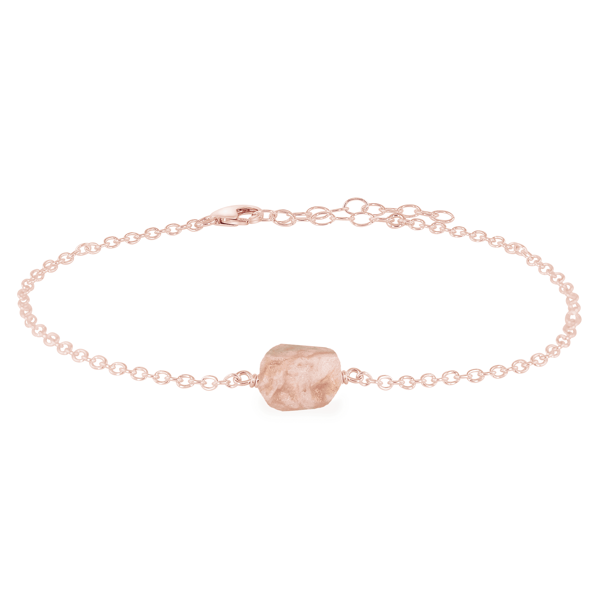 Raw Pink Peruvian Opal Crystal Nugget Anklet - Raw Pink Peruvian Opal Crystal Nugget Anklet - 14k Rose Gold Fill - Luna Tide Handmade Crystal Jewellery