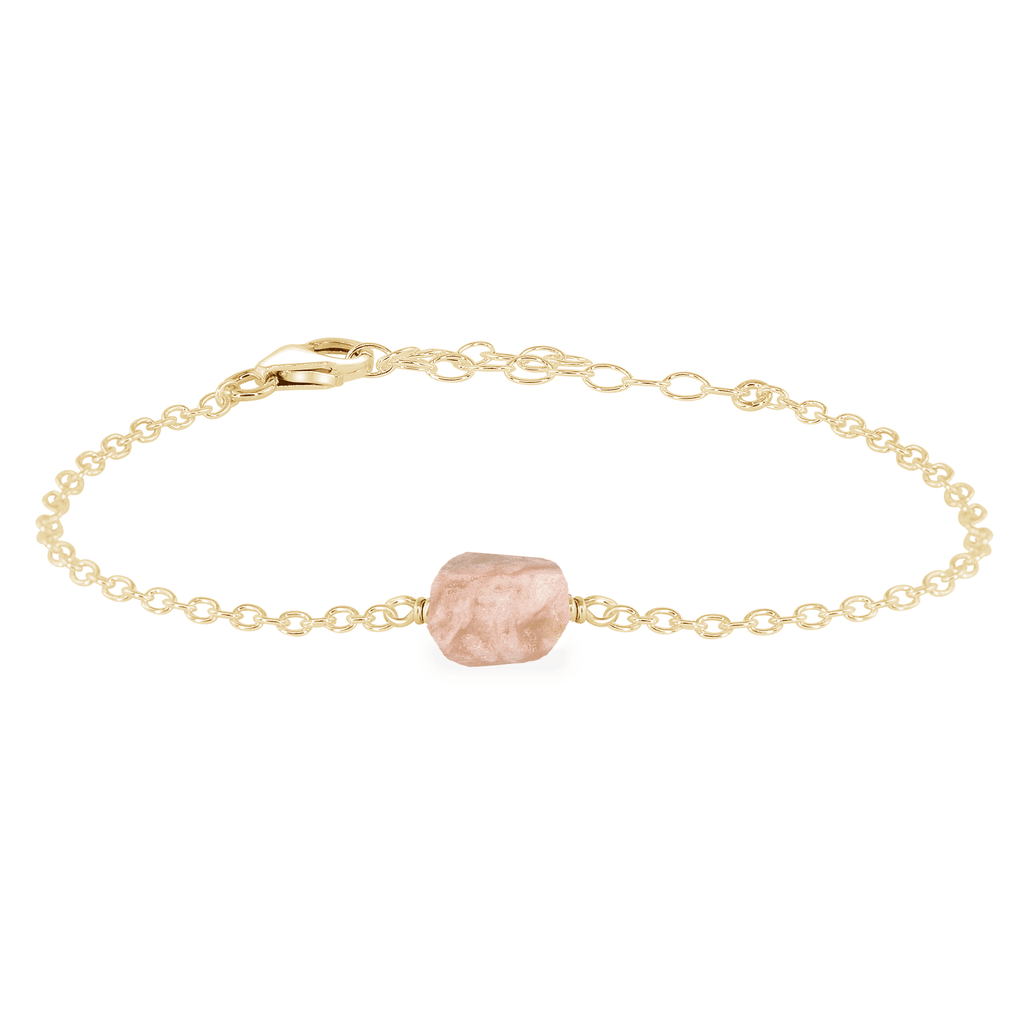 Raw Pink Peruvian Opal Crystal Nugget Bracelet - Raw Pink Peruvian Opal Crystal Nugget Bracelet - 14k Gold Fill - Luna Tide Handmade Crystal Jewellery