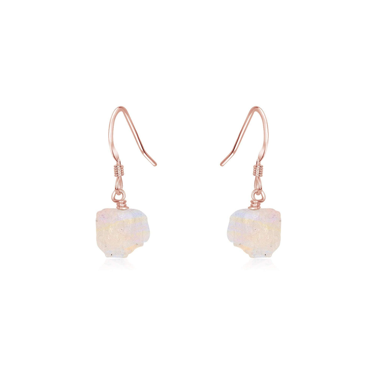 Raw Rainbow Moonstone Crystal Dangle Drop Earrings