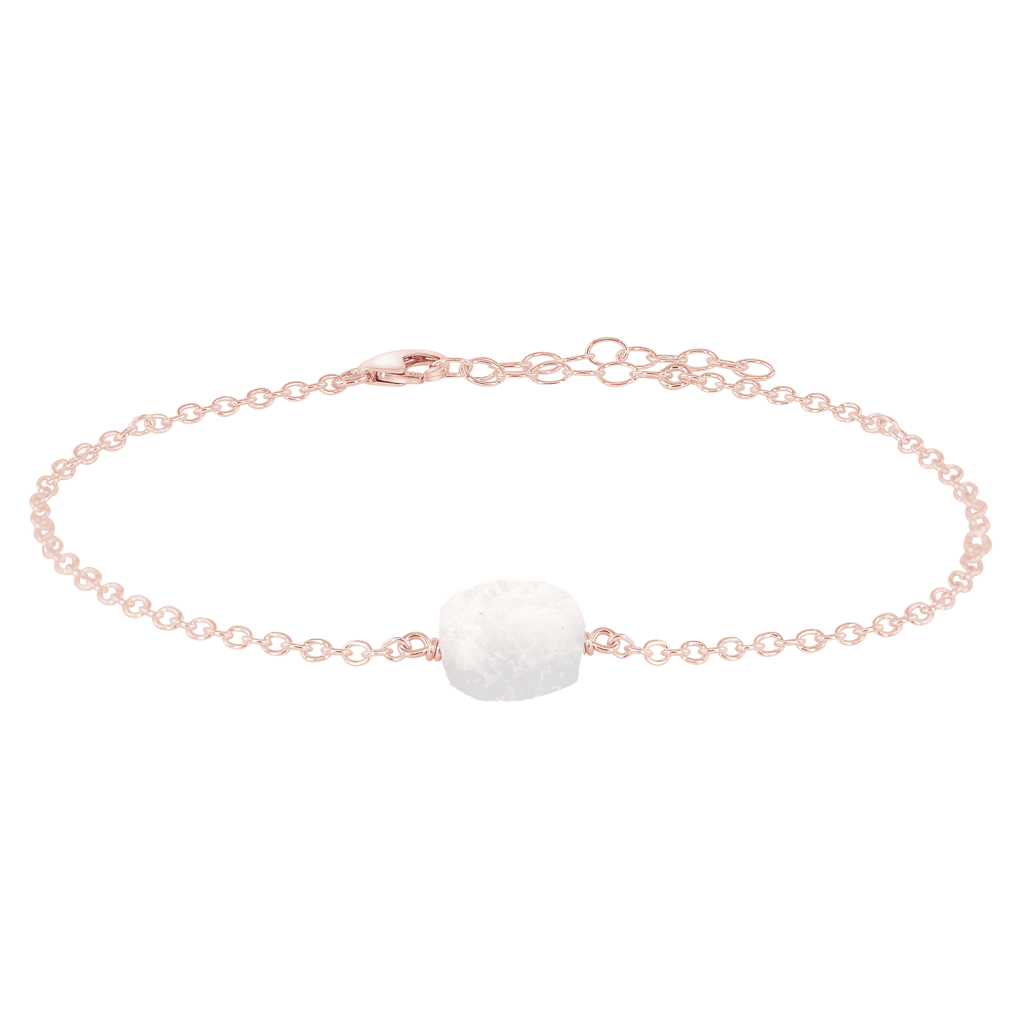 Raw Rainbow Moonstone Crystal Nugget Anklet - Raw Rainbow Moonstone Crystal Nugget Anklet - 14k Rose Gold Fill - Luna Tide Handmade Crystal Jewellery