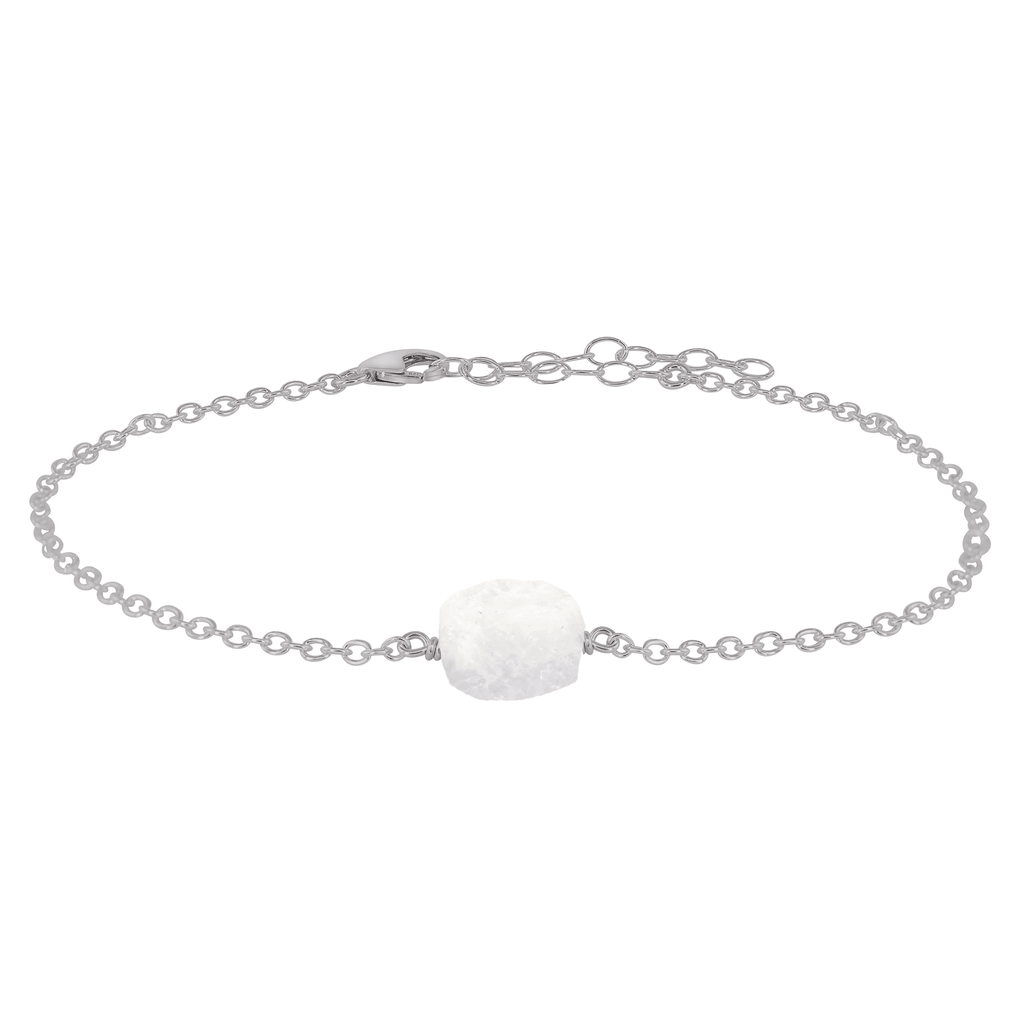 Raw Rainbow Moonstone Crystal Nugget Anklet - Raw Rainbow Moonstone Crystal Nugget Anklet - Stainless Steel - Luna Tide Handmade Crystal Jewellery