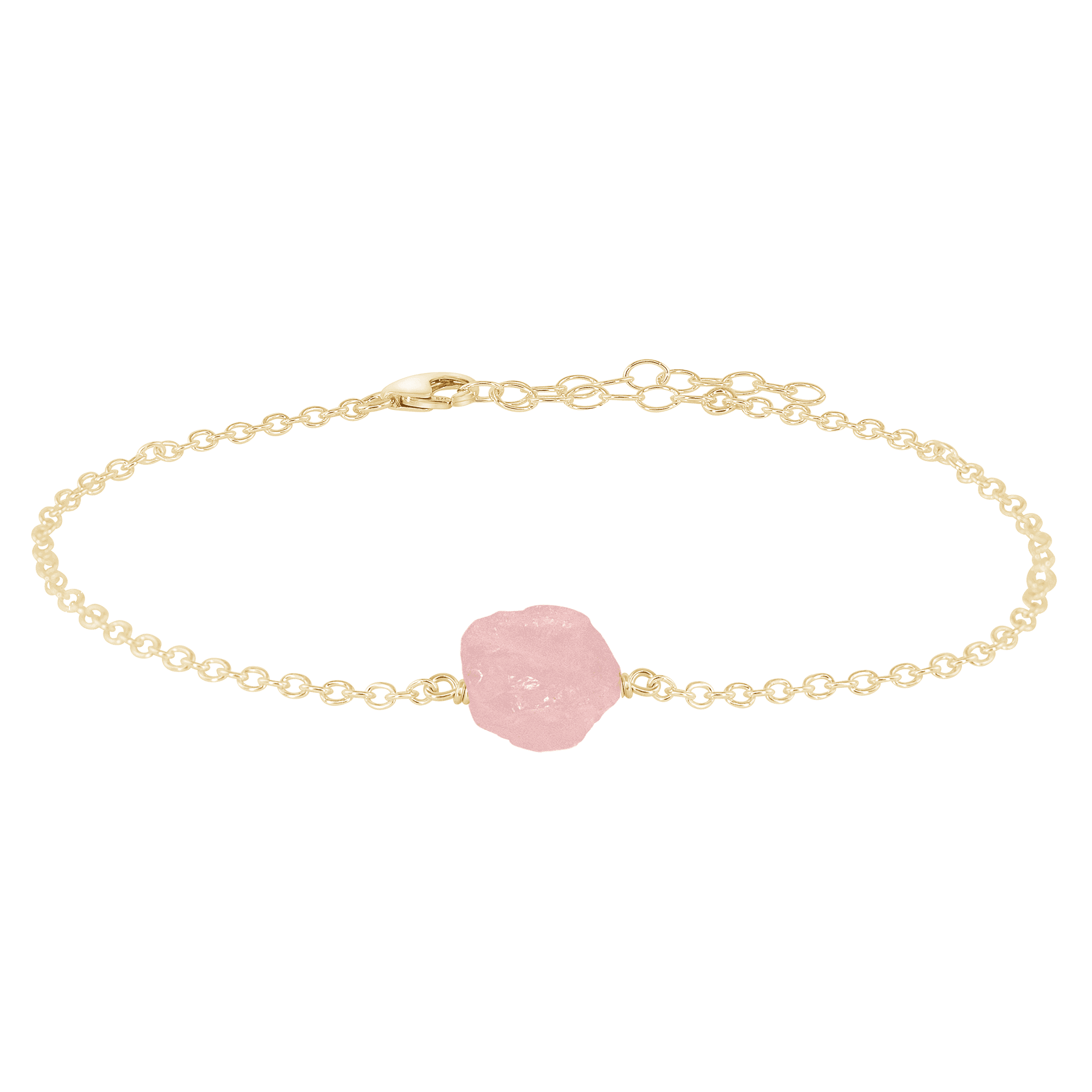 Raw Rose Quartz Crystal Nugget Anklet - Raw Rose Quartz Crystal Nugget Anklet - 14k Gold Fill - Luna Tide Handmade Crystal Jewellery