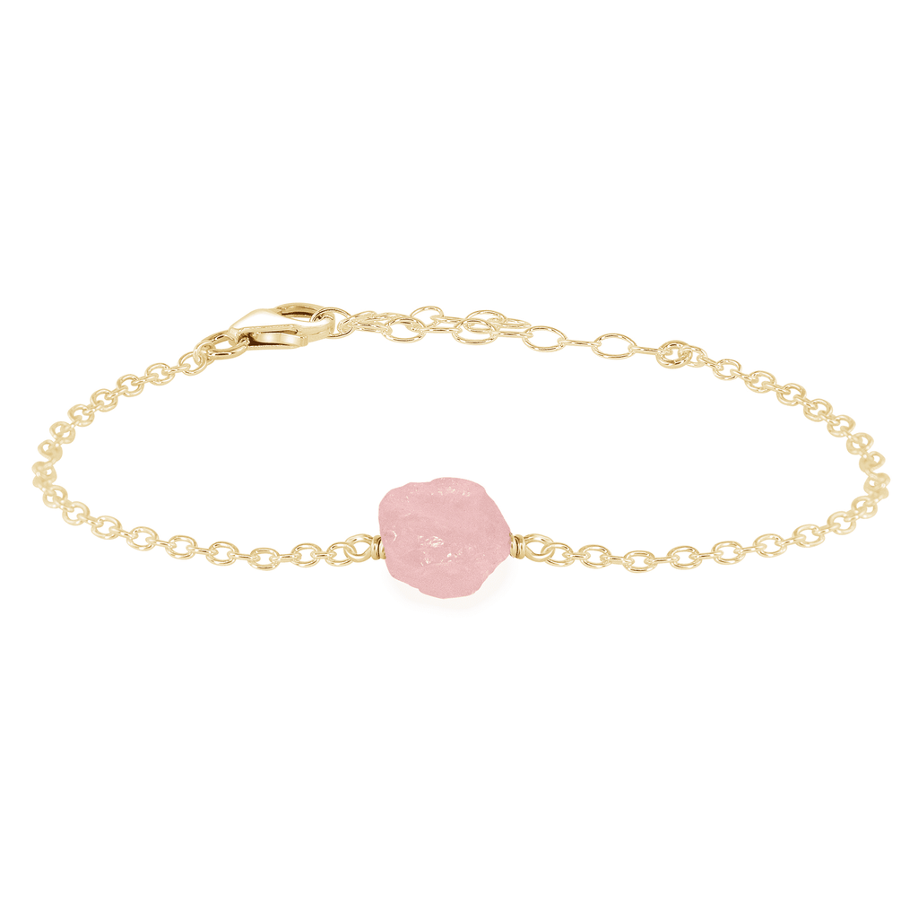 Raw Rose Quartz Crystal Nugget Bracelet - Raw Rose Quartz Crystal Nugget Bracelet - 14k Gold Fill - Luna Tide Handmade Crystal Jewellery