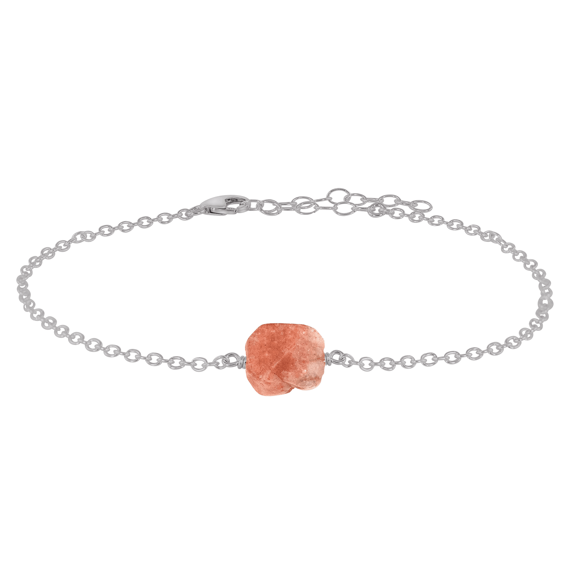 Raw Sunstone Crystal Nugget Anklet - Raw Sunstone Crystal Nugget Anklet - Stainless Steel - Luna Tide Handmade Crystal Jewellery