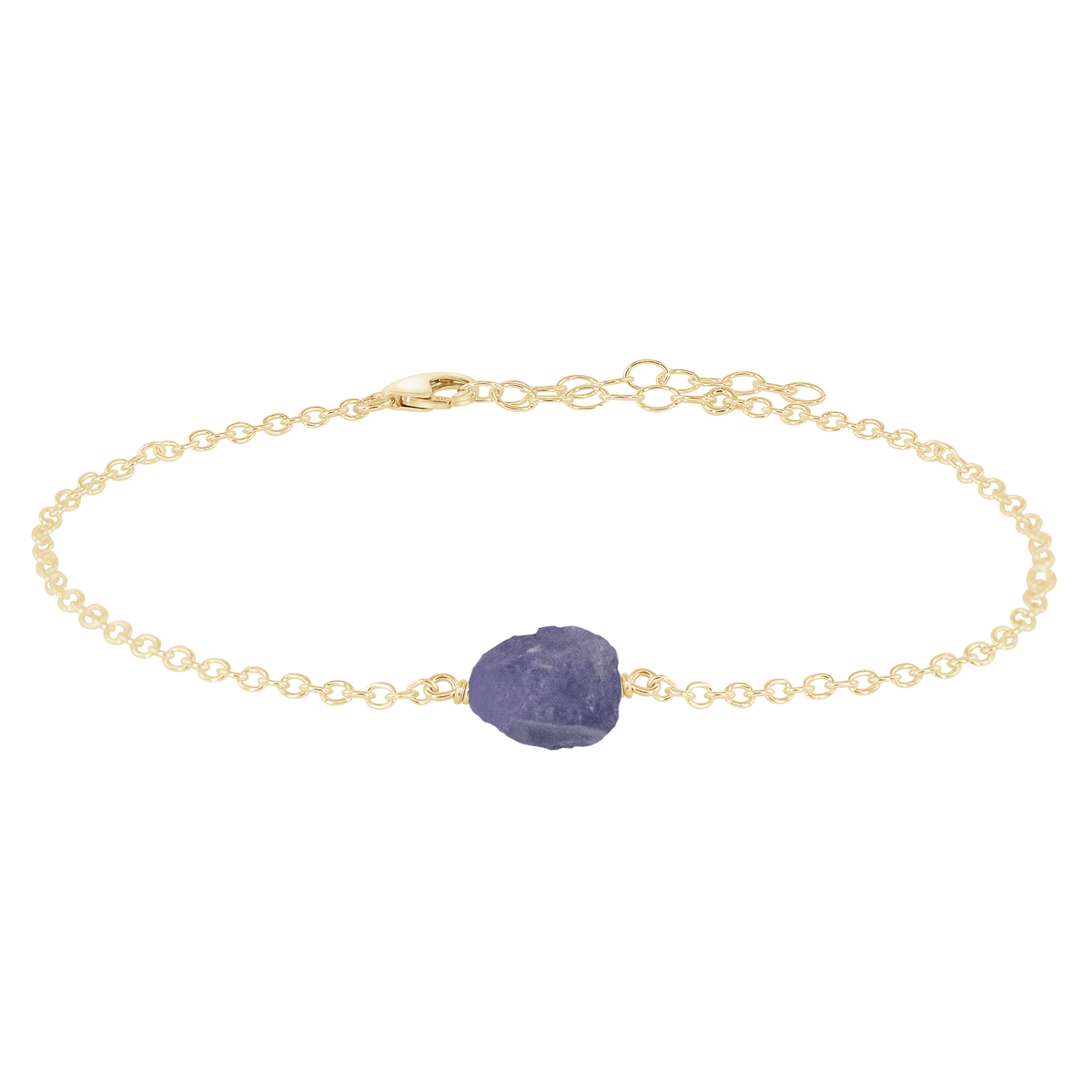 Raw Tanzanite Crystal Nugget Anklet - Raw Tanzanite Crystal Nugget Anklet - 14k Gold Fill - Luna Tide Handmade Crystal Jewellery