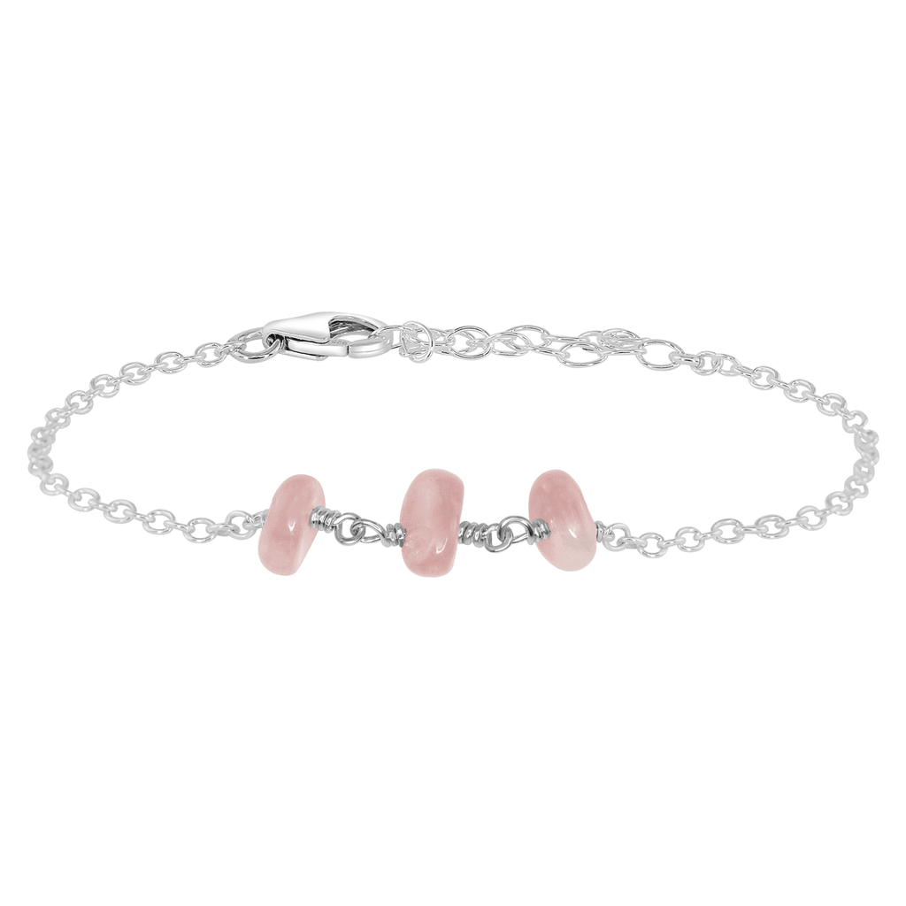 Rose Quartz Beaded Chain Bracelet - Rose Quartz Beaded Chain Bracelet - Sterling Silver - Luna Tide Handmade Crystal Jewellery
