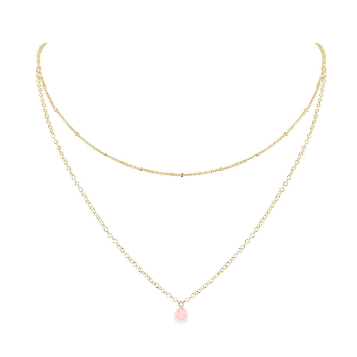 Layered Choker - Rose Quartz - 14K Gold Fill - Luna Tide Handmade Jewellery