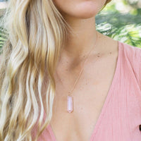 Rose Quartz Gemstone Generator Tower Point Pendant Necklace - Rose Quartz Gemstone Generator Tower Point Pendant Necklace - 14k Gold Fill / Satellite - Luna Tide Handmade Crystal Jewellery