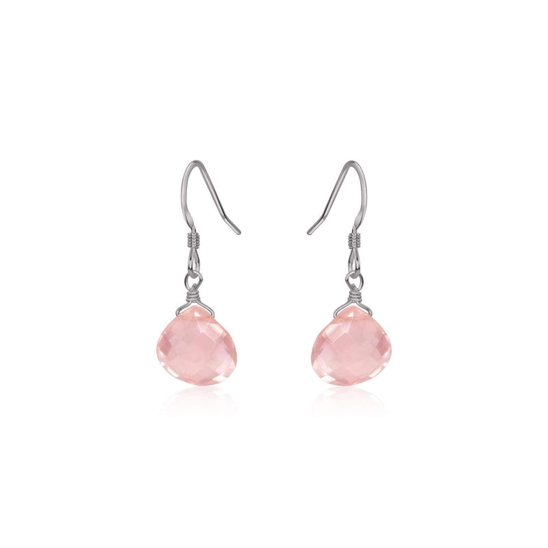 Rose Quartz Gemstone Teardrop Dangle Earrings Luna Tide