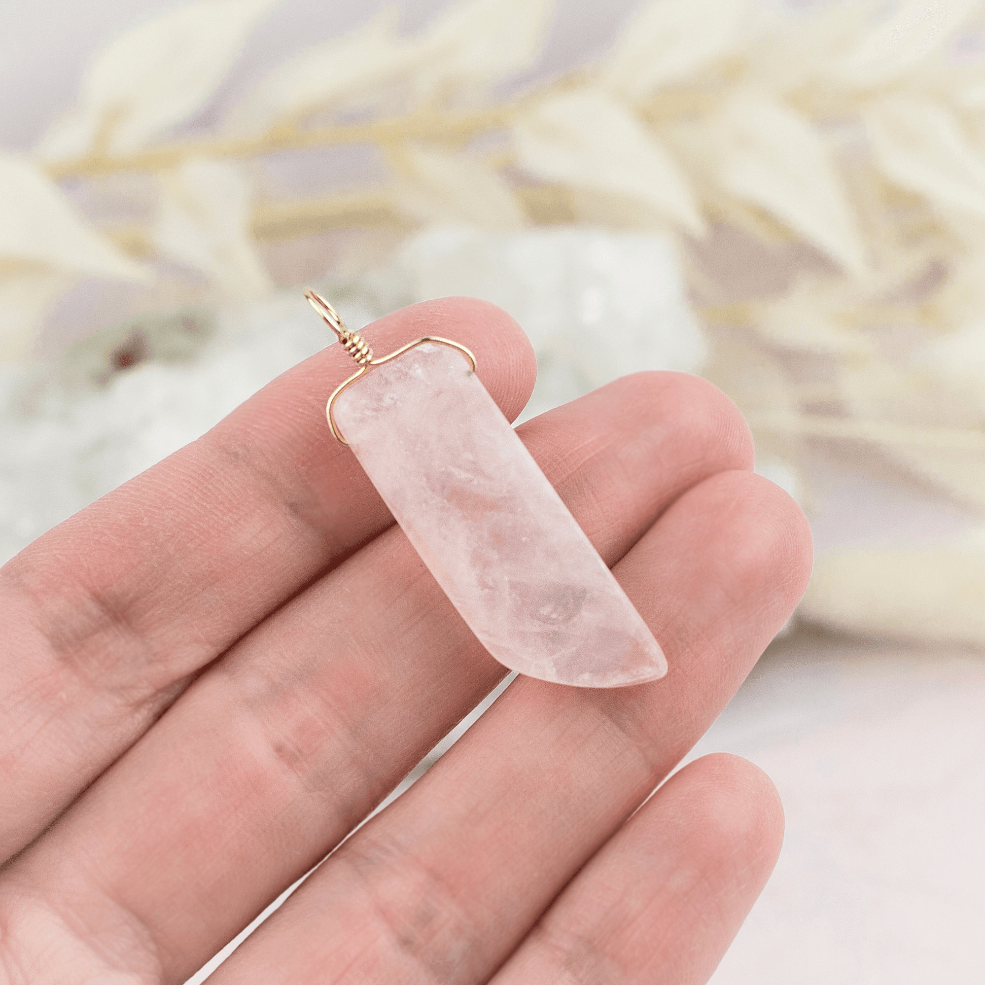 Rose Quartz Smooth Point Pendant - Rose Quartz Smooth Point Pendant - 14k Gold Fill - Luna Tide Handmade Crystal Jewellery