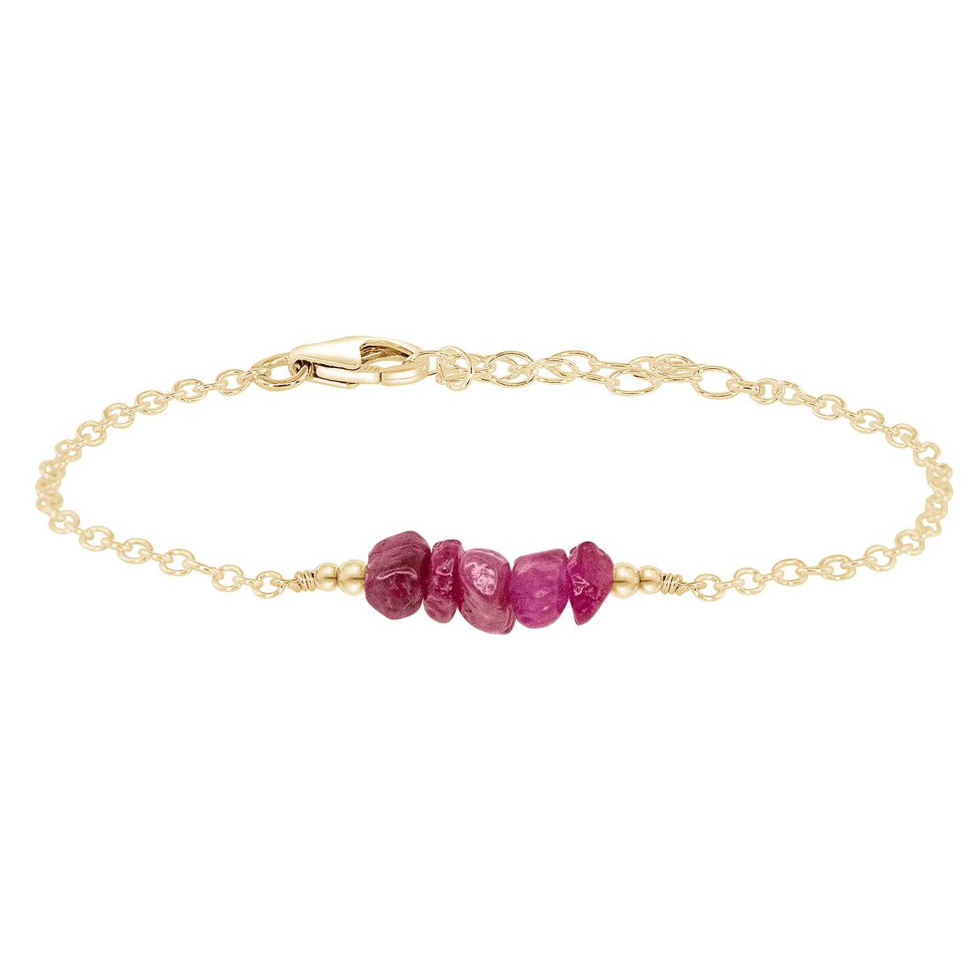 Ruby Chip Bead Bar Bracelet - Ruby Chip Bead Bar Bracelet - 14k Gold Fill - Luna Tide Handmade Crystal Jewellery