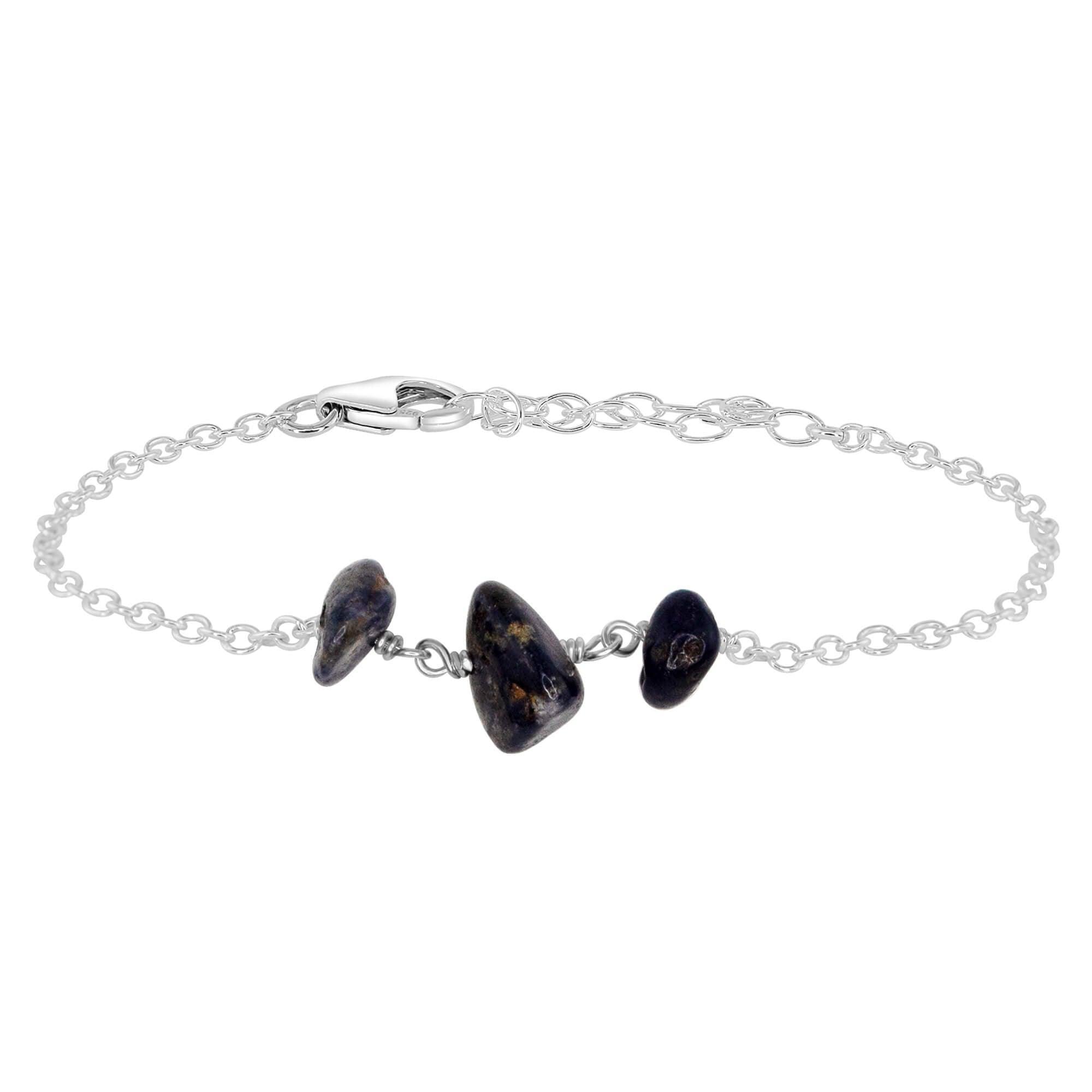 Sapphire Beaded Chain Bracelet - Sapphire Beaded Chain Bracelet - Sterling Silver - Luna Tide Handmade Crystal Jewellery