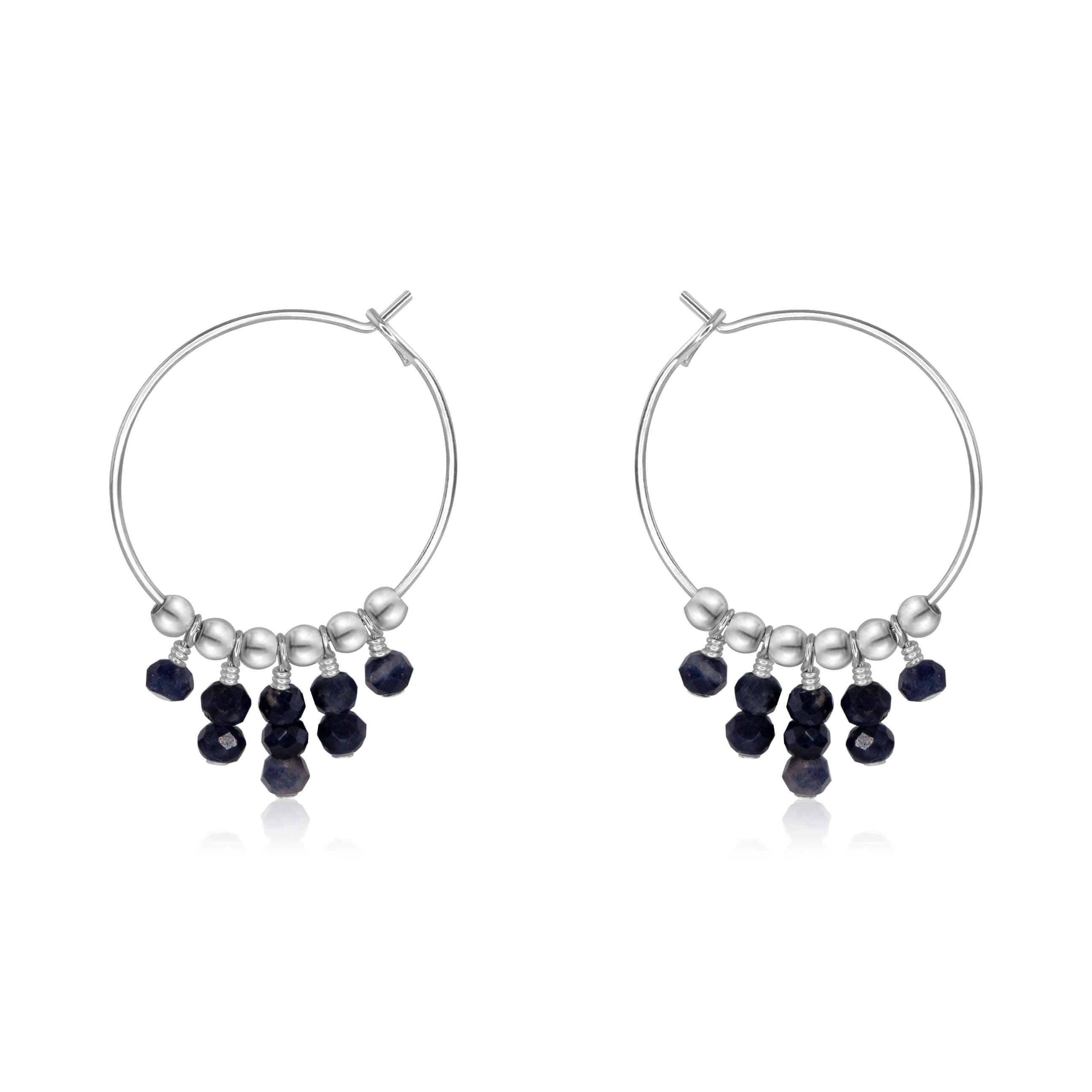 Sapphire Statement Hoop Earrings - Sapphire Statement Hoop Earrings - Sterling Silver - Luna Tide Handmade Crystal Jewellery