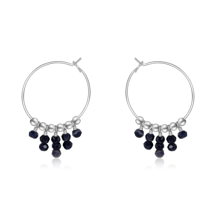 Hoop Earrings - Sapphire - Sterling Silver - Luna Tide Handmade Jewellery
