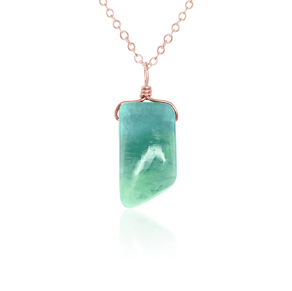 Small Smooth Amazonite Gentle Point Crystal Pendant Necklace - Small Smooth Amazonite Gentle Point Crystal Pendant Necklace - 14k Rose Gold Fill / Cable - Luna Tide Handmade Crystal Jewellery