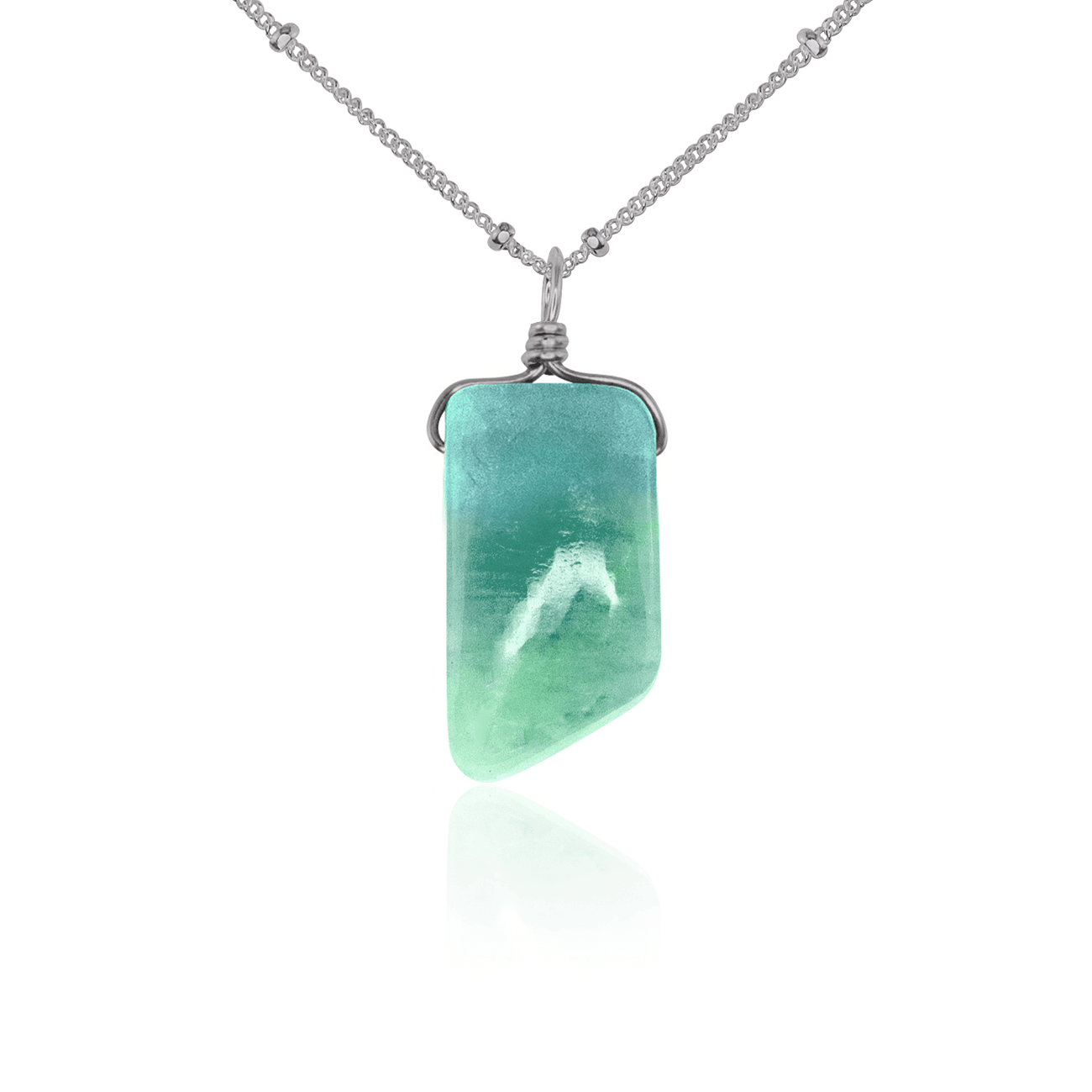 Small Smooth Amazonite Gentle Point Crystal Pendant Necklace - Small Smooth Amazonite Gentle Point Crystal Pendant Necklace - Stainless Steel / Satellite - Luna Tide Handmade Crystal Jewellery