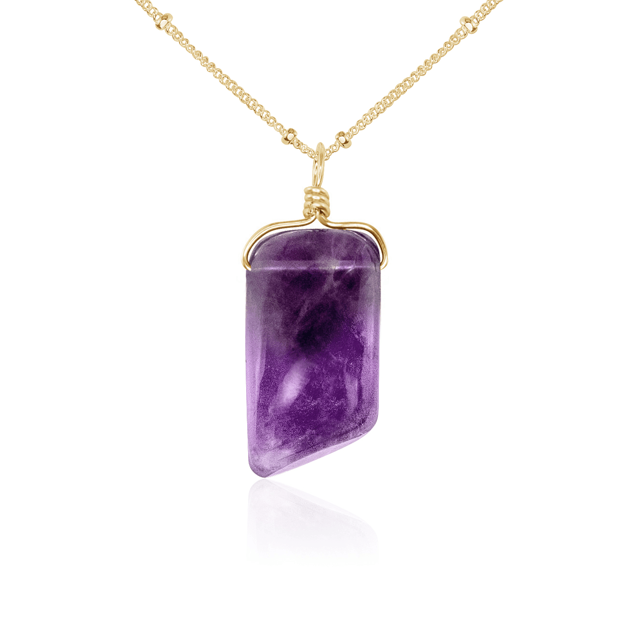 Small Smooth Amethyst Gentle Point Crystal Pendant Necklace - Small Smooth Amethyst Gentle Point Crystal Pendant Necklace - 14k Gold Fill / Satellite - Luna Tide Handmade Crystal Jewellery